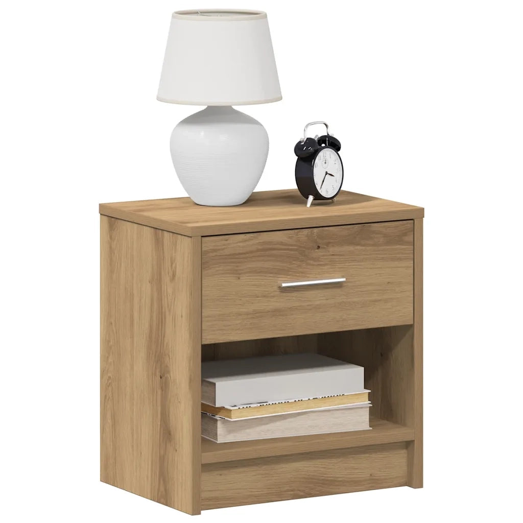 Comodino | Armadio da Notte | Mobiletto da notte con Cassetto Rovere Artigianale 39x28x41 cm