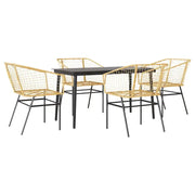 Set da Pranzo da Giardino 5pz | Set Salotto da Giardino Polyrattan Vetro
