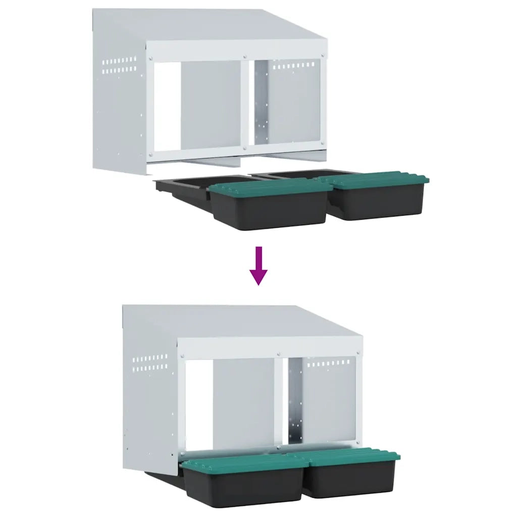vidaXL Nido per Galline a 2 Scomparti da Parete in Acciaio Zincato