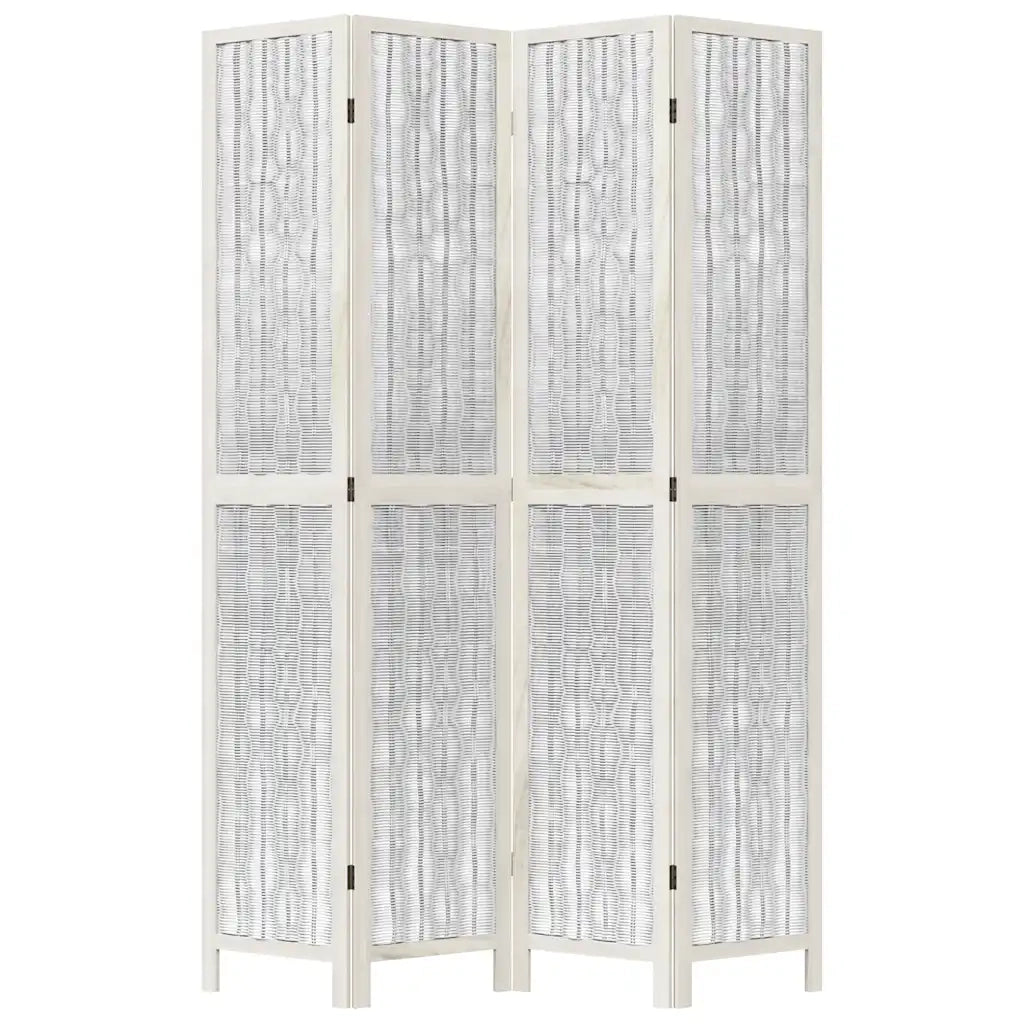 Divisorio Ambienti 4Pannelli Bianco Legno Massello di Paulownia 358676