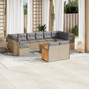 Set Divano da Giardino 13 pz con Cuscini Beige in Polyrattan 3228131