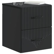 Comodino | Armadio da Notte | Mobiletto da notte a muro con cassetto Nero 34,5 x 33 x 40 cm