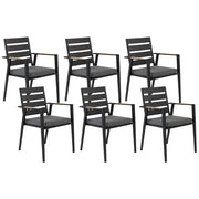 Set di 6 sedie da giardino in metallo nero grigio chiaro con schienale in legno set di 6 sedie da pranzo moderne
