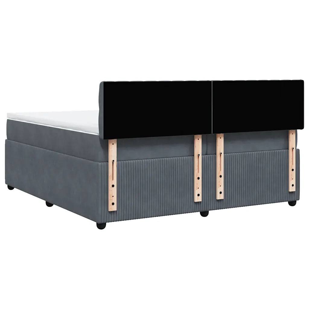 Giroletto a Molle con Materasso Grigio Scuro 200x200 cm Velluto 3287837