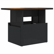 Tavolo da Giardino | Tavolino da esterno Nero 100x55x73 cm Polyrattan e Legno Acacia