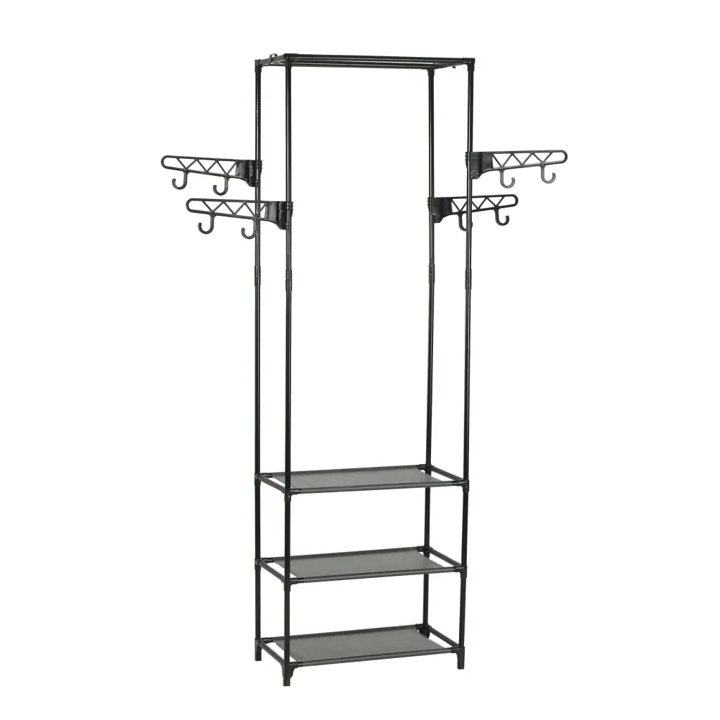 Porta Abiti Acciaio Tessuto non Intrecciato 55x28,5x175 cm Nero cod mxl 66788