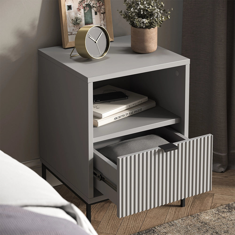 Vicco Comodino Grigio 40 x 55 cm con 1 cassetto