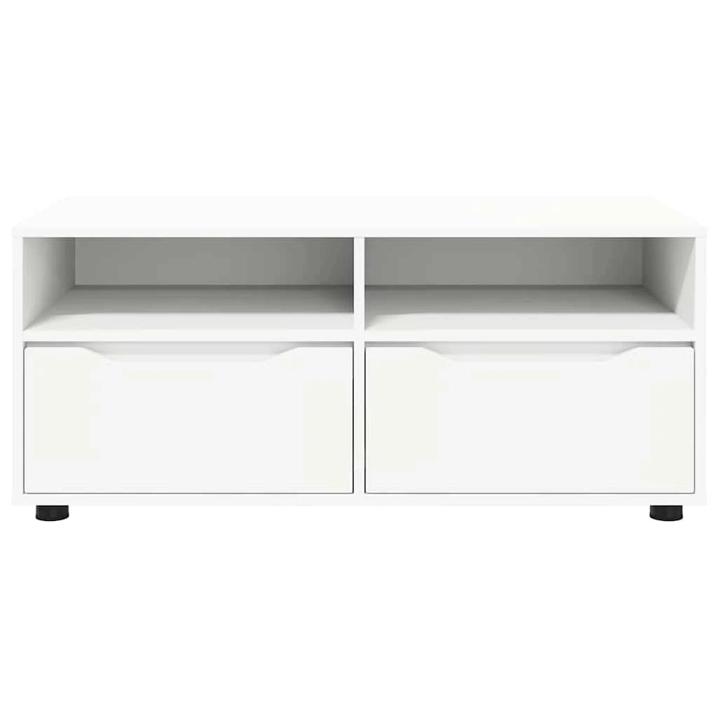Mobile porta TV moderno rettangolare bianco con cassetto e ripiani decorativi di design 100 x 48 x 43 cm in legno ingegnerizzato bianco 02_0054661
