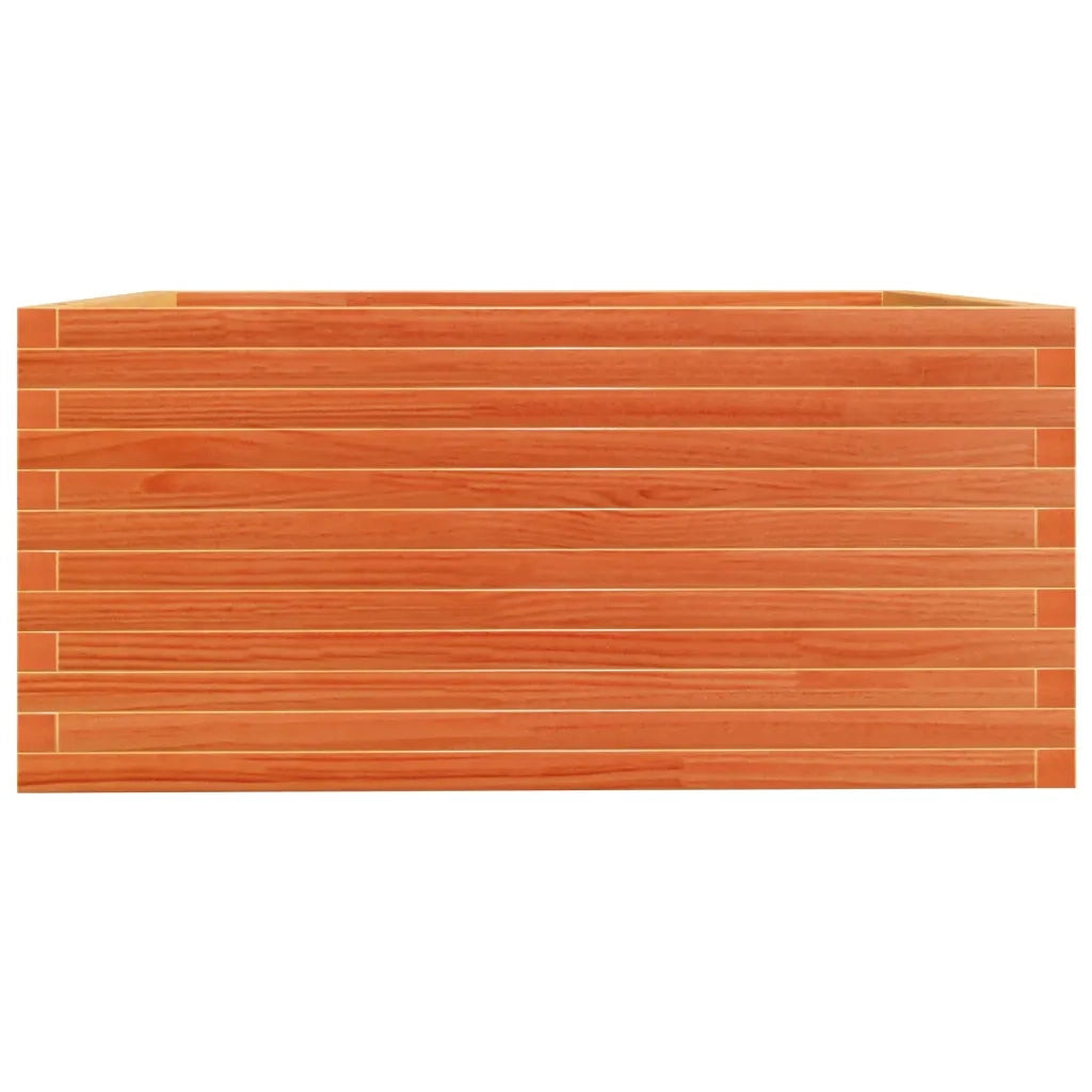 Fioriera Giardino-Vaso da Esterno-Contenitore per Piante Marrone Cera 100x100x49,5 Legno Massello Pino