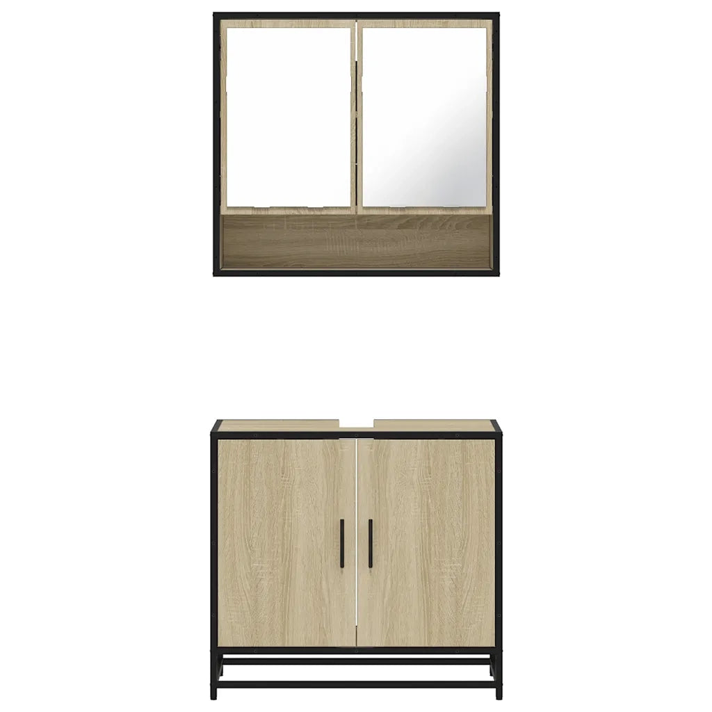 Set Mobili da Bagno 2 pz Rovere Sonoma in Legno Multistrato 3300916