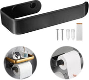 Toiletrolhouder senza forare, toiletrolhouder nero, toiletrolhouder adesivo in acciaio inossidabile, toiletrolhouder con fissaggio a parete con piastra per cucina e bagno 18 cm / 7,08 pollici
