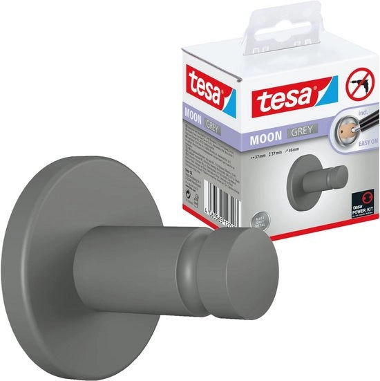 Handdoekhaak autofixante in Grigio opaccio - Ideale per la stanza da bagno e il bagno - Montaggio senza forare - 37 mm x 37 mm x 36 mm