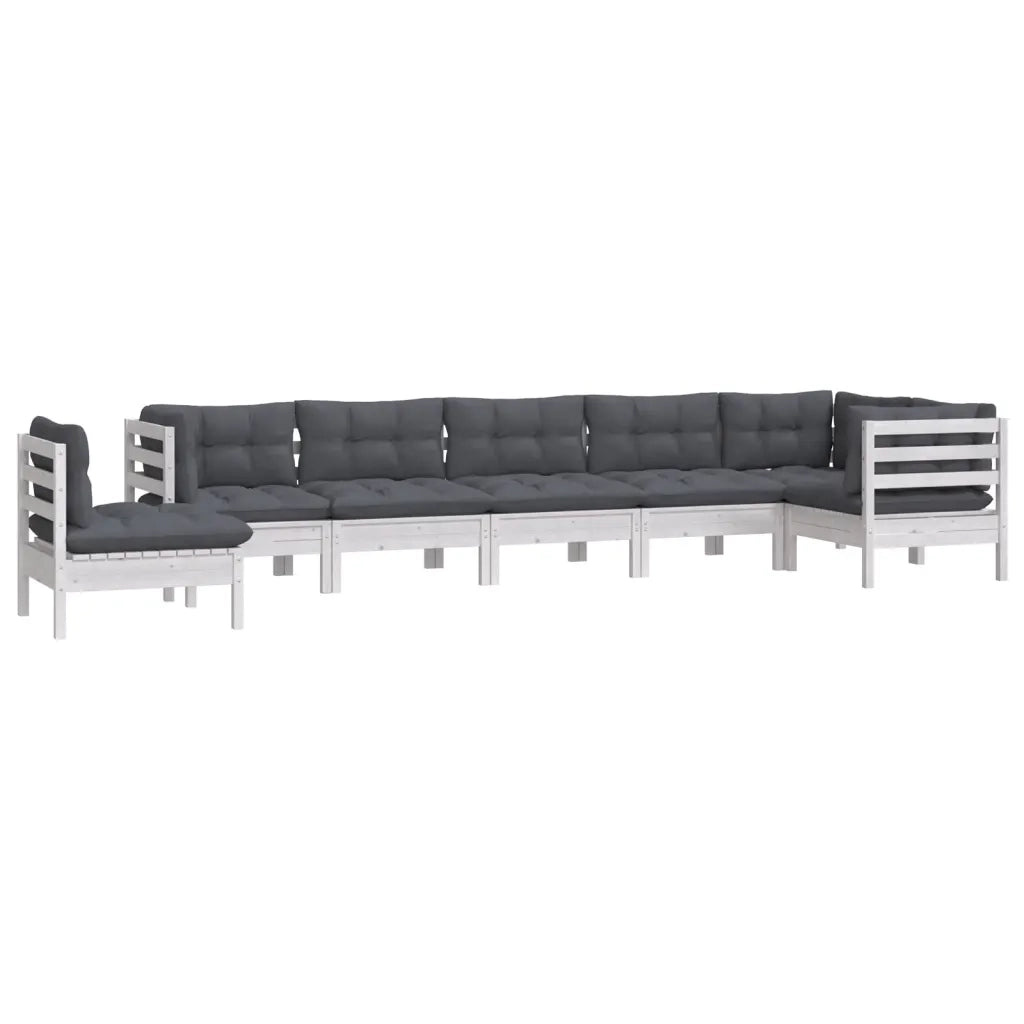 Set Divani da Giardino 8 pz con Cuscini Bianchi Legno di Pino cod mxl 44414