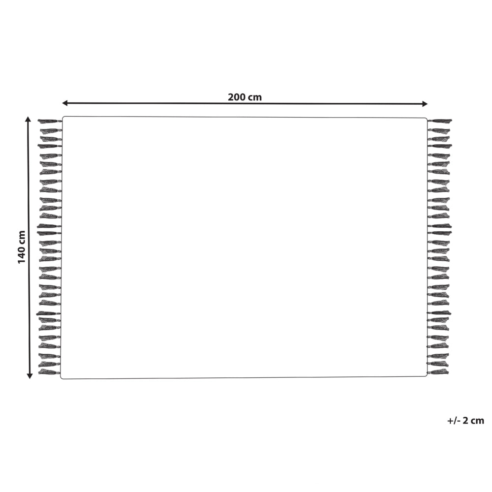Tappeto in cotone con nappe di colore beige e blu 140 x 200 cm soggiorno camera da letto