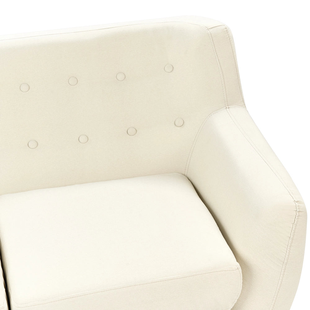 Divano 3 posti tessuto imbottito beige chiaro soggiorno minimalista scandinavo moderno
