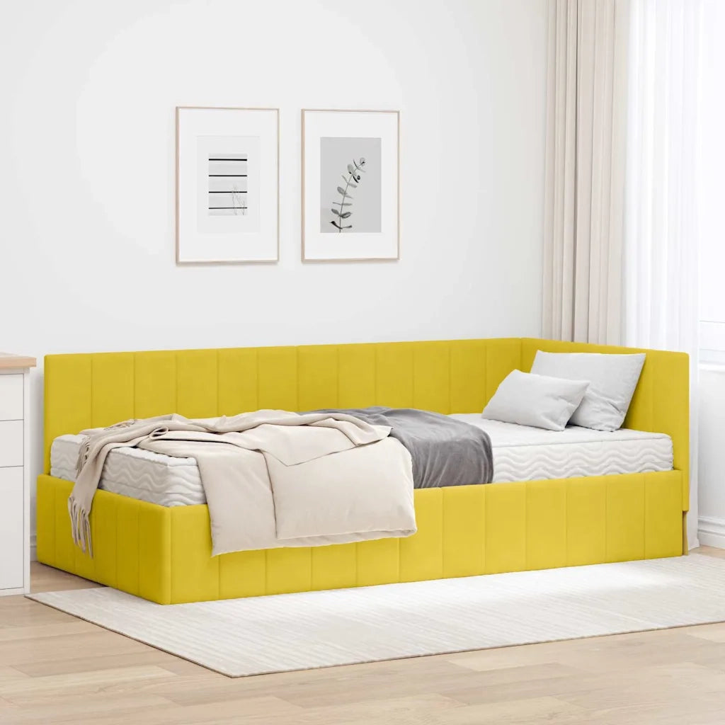 vidaXL Cornice del letto ad angolo Giallo 100 x 200 cm Velluto