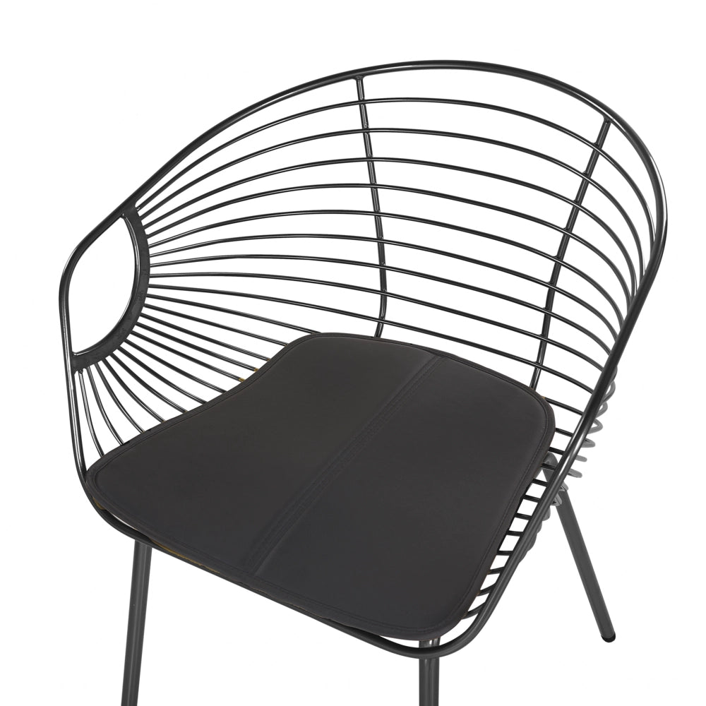 Set di 2 sedie da pranzo in filo di metallo Nero design ecopelle cuscino sedile Nero industriale moderno