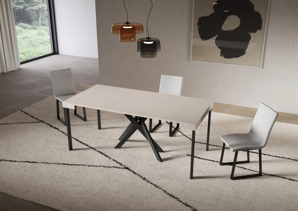 Consolle Allungabile 90-300x40x77 cm Saki Cashmere Gambe Antracite