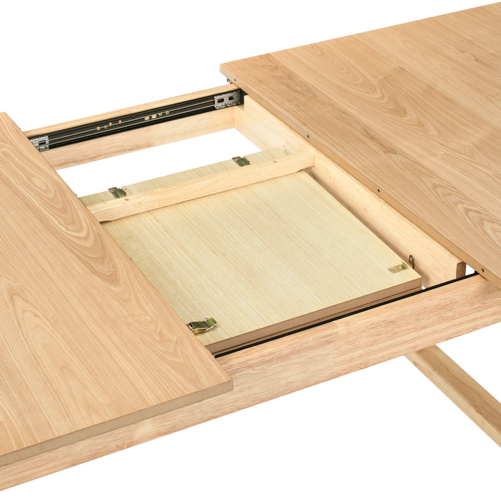 Tavolo da pranzo allungabile impiallacciato in legno di frassino chiaro MDF 160/200 x 95 cm Piano Design moderno Base a canale