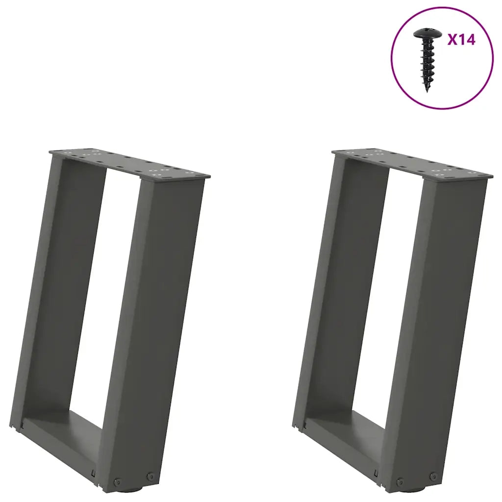 Gambe per Tavolino da CaffÃ¨ a Forma di U 2 pz Antracite 38x(42-43) cm Acciaio