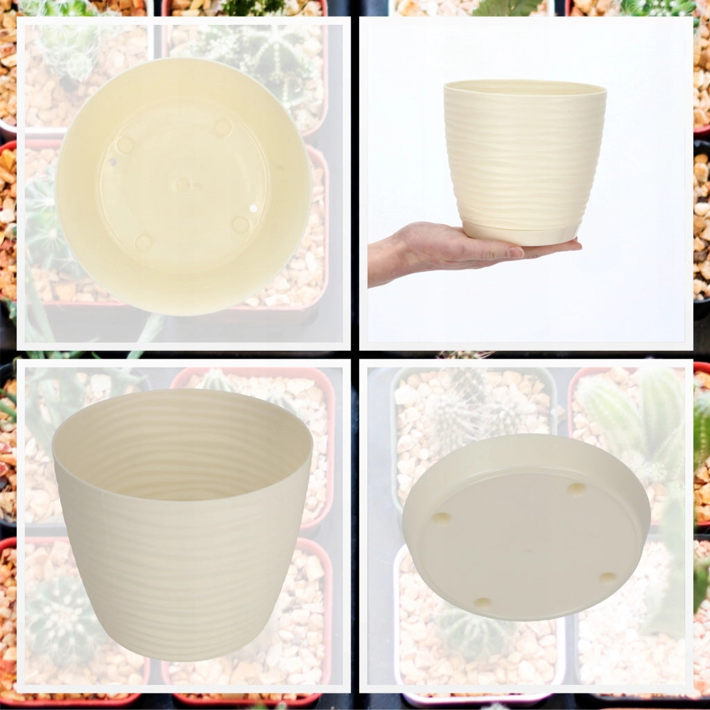 Vaso da fiori KADAX rotondo da 15 cm in plastica color crema