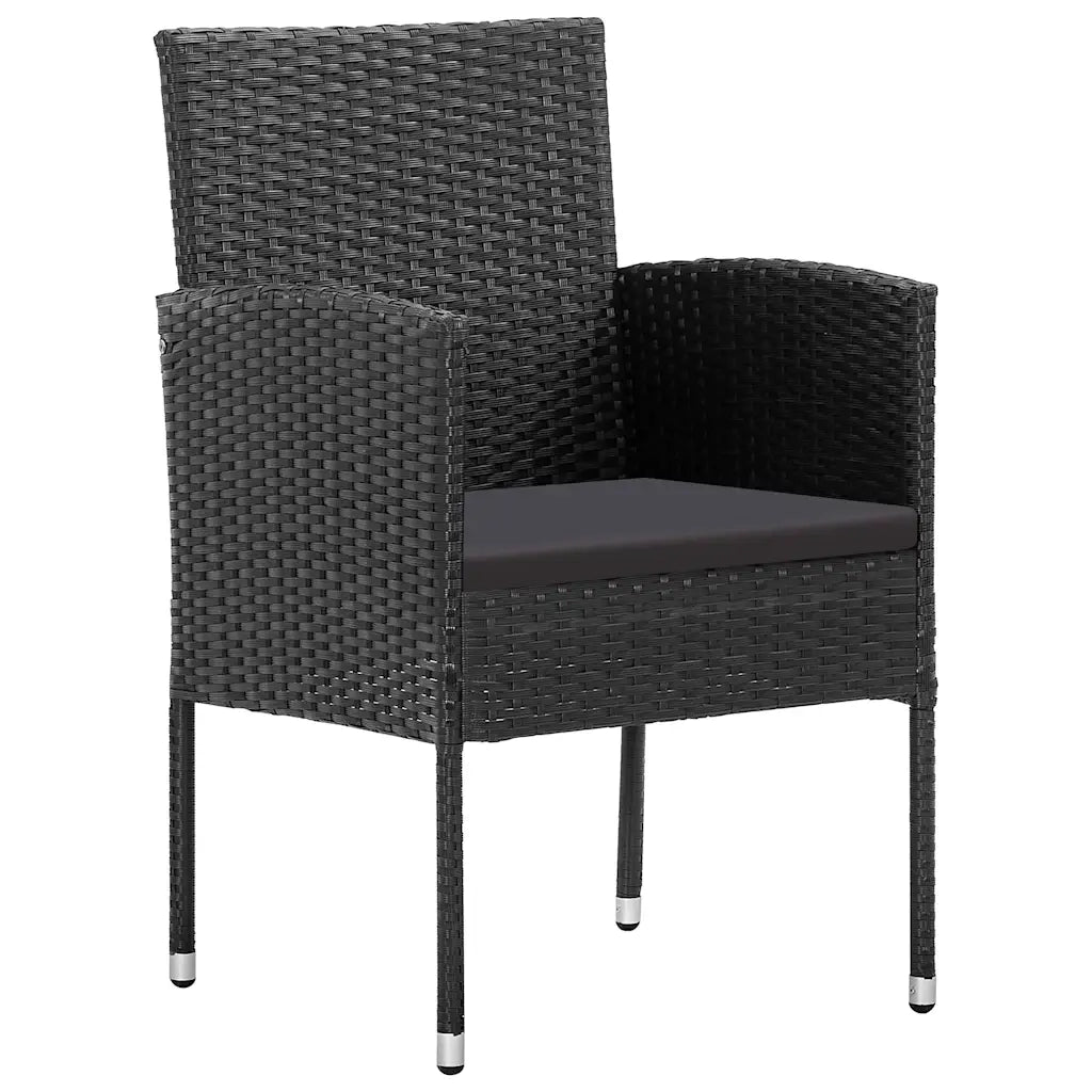 Set da Pranzo per Giardino con cuscino 5 pcs Nero polyrattan