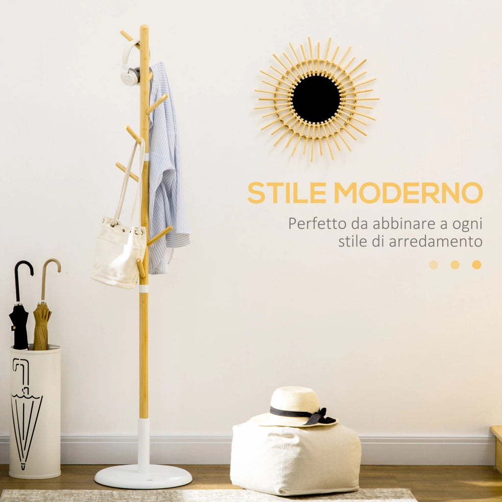 Appendiabiti ad Albero con 8 Ganci ¨C zephmum ¨C Legno Bamb¨´ e Metallo ?37.8x175.6 cm