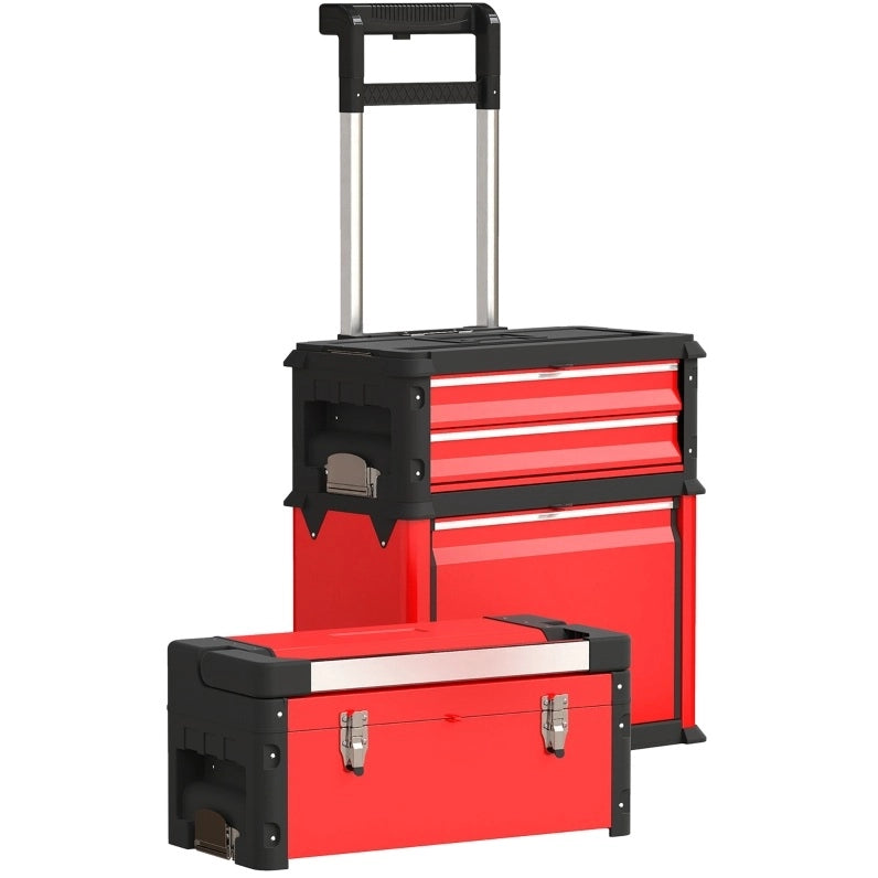 Carrello portautensili modulare rosso con 3 unità