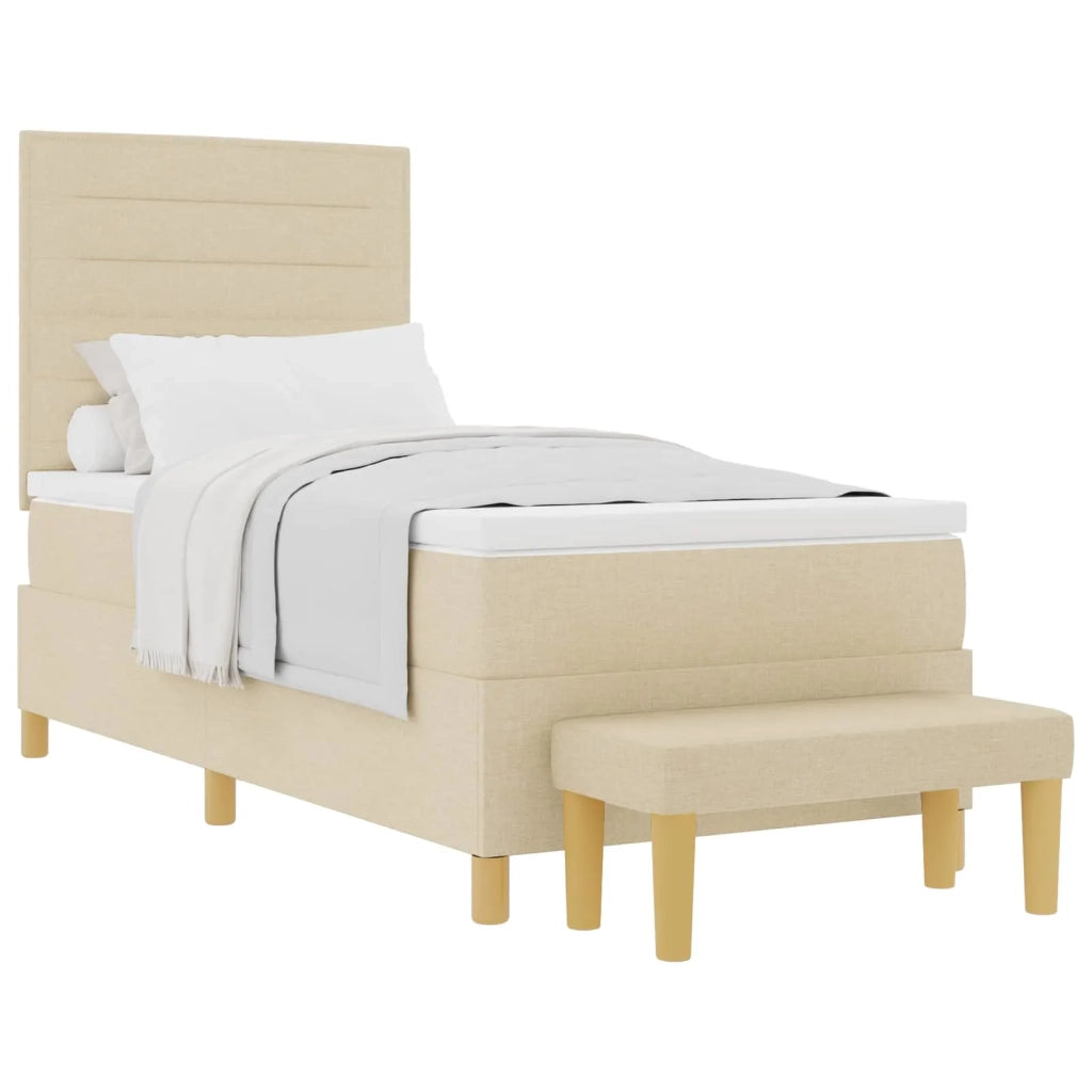 Letto a molle con testiera Crema 200 x 90 cm Tessuto 3344182