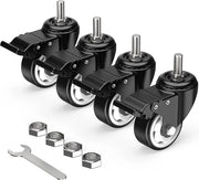 Ruote di sedia 75 mm (3 pollici) con chiusura totale, ruote di trasporto, M12 x 1,75 x 30 mm (diametro di sede 12 mm, lunghezza di sede 30 mm), ruote per mobili, set di 4 ruote pesanti, nero