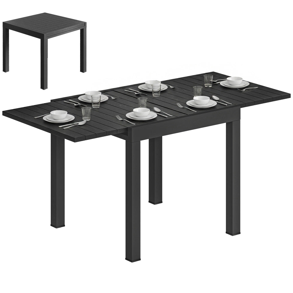 Tavolo da pranzo allungabile esterno ¨C zephmum ¨C effetto legno, nero, 80x160 cm