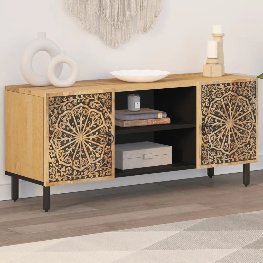 Mobile Porta TV 105x33x46cm in Legno Massello di Mango 358212