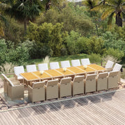Set da Pranzo per Giardino 19pz con Cuscini in Polyrattan Beige cod mxl 36007