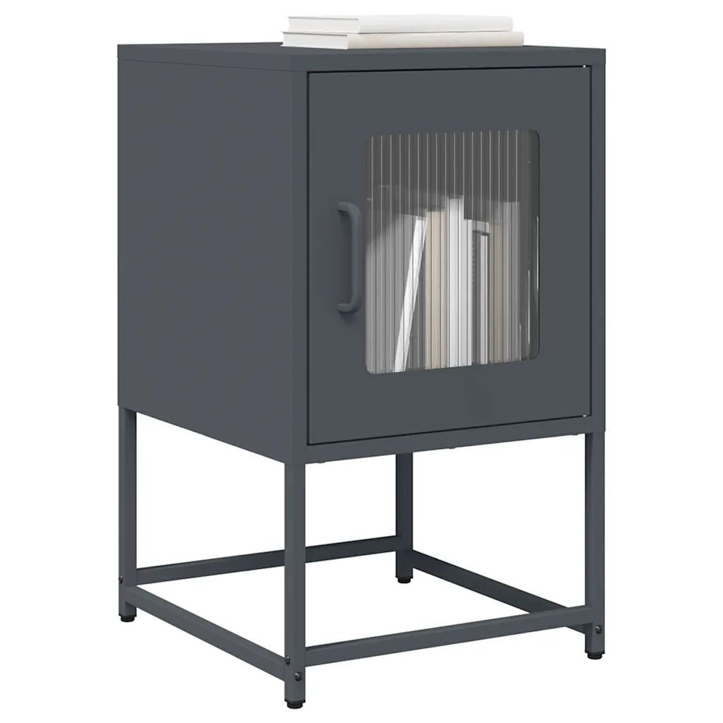 Comodino Antracite 36x39x60,5 cm in Acciaio Laminato a Freddo 853328