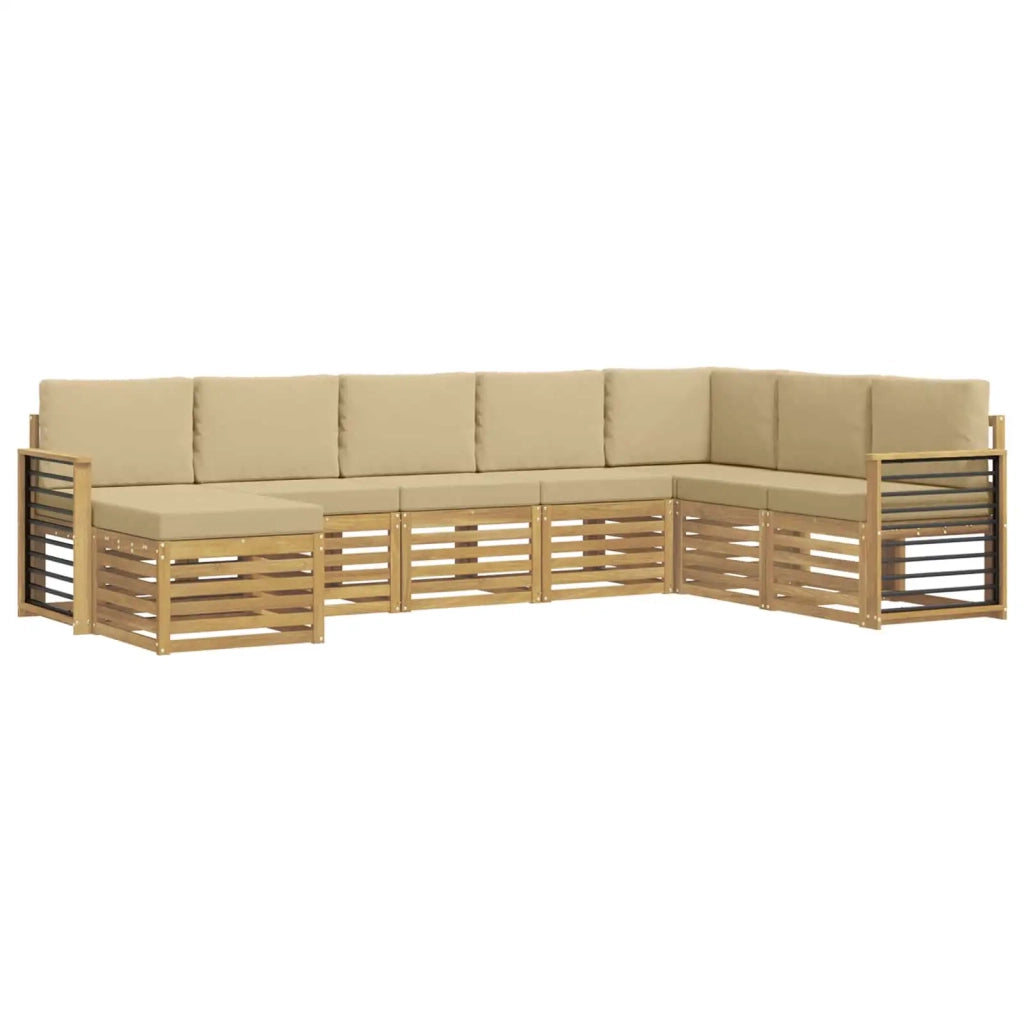 Set di divani da esterno 8 pcs Bianco e Beige