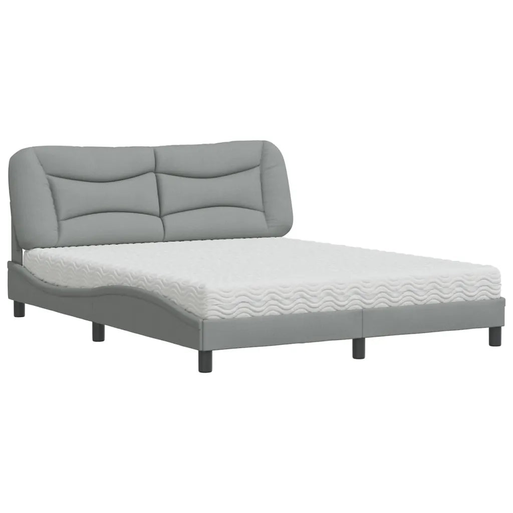 Letto con Materasso Hvar Grigio Chiaro160x200 cm Tessuto 3208541