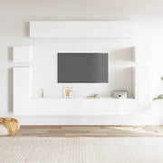 Set Mobili Porta TV 8pz Bianco in Legno Multistrato cod mxl 33942