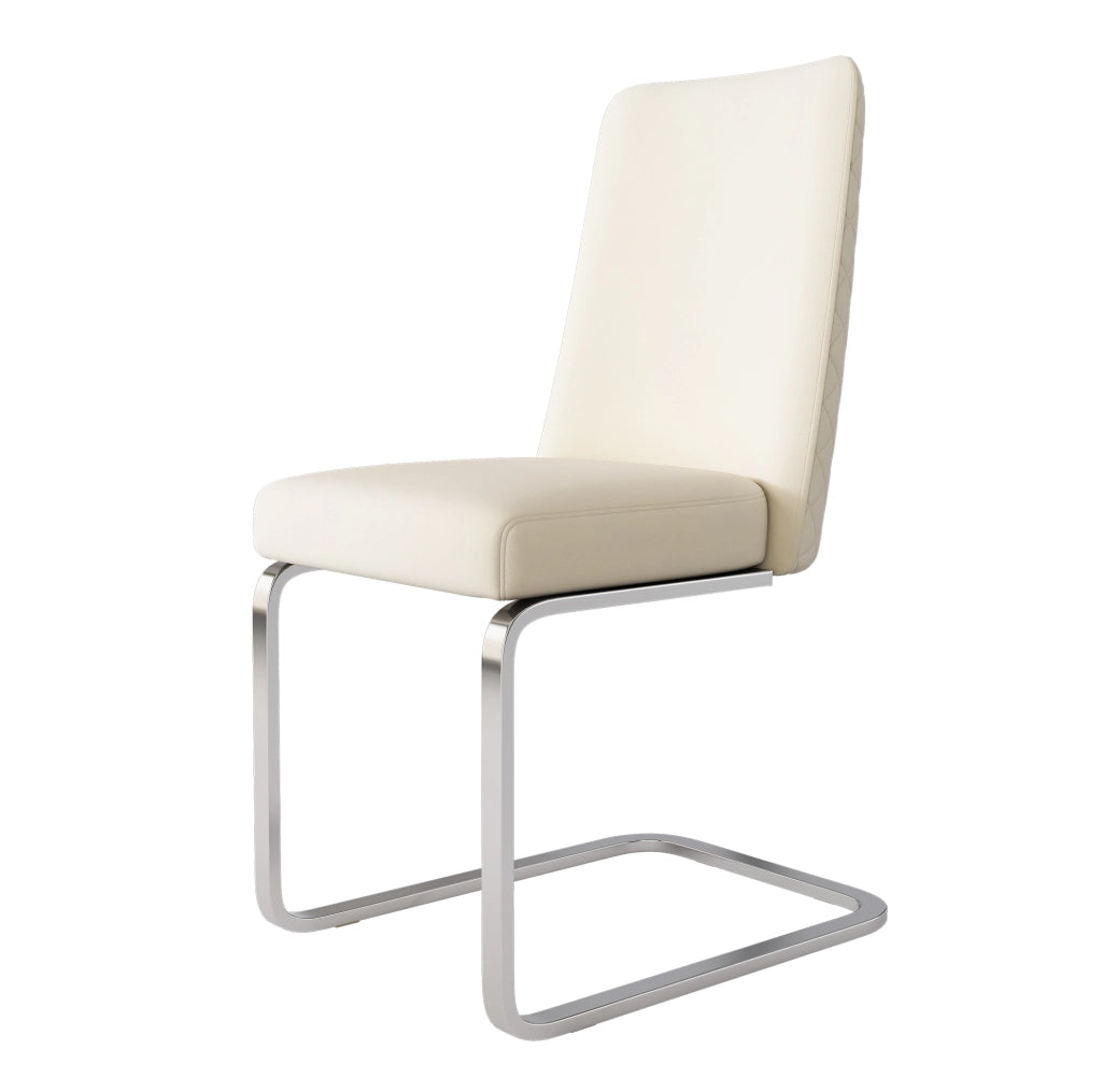 Set di 2 sedie da pranzo in velluto beige con gambe argento