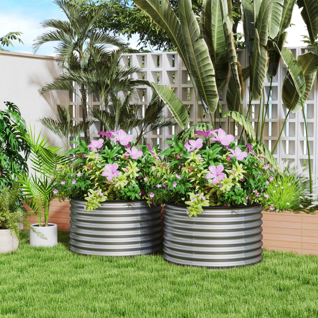 Kit 2 Giardiniere Rialzate ¨C zephmum ¨C Argento Acciaio Galvanizzato 90x90x56 cm