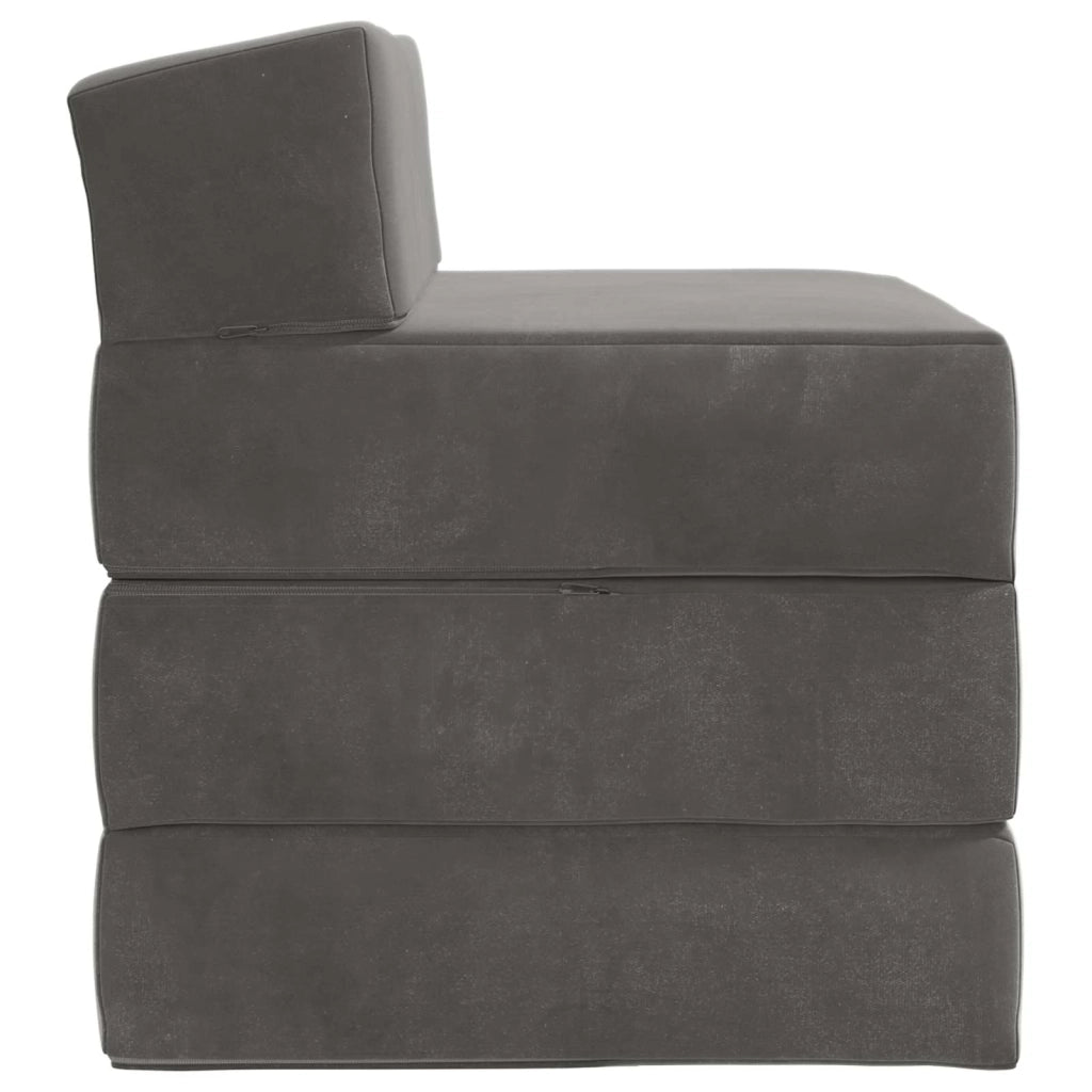 Divano Letto Pieghevole Grigio Scuro 200 x 70 x 15 cm Velluto 900008
