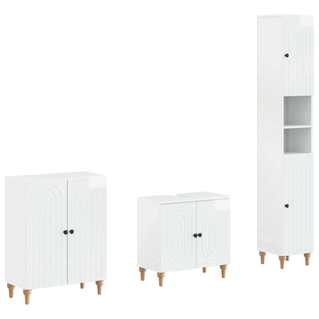 Set di armadietti da bagno in 3 pezzi ALKMAAR Bianco Lucido 3417427