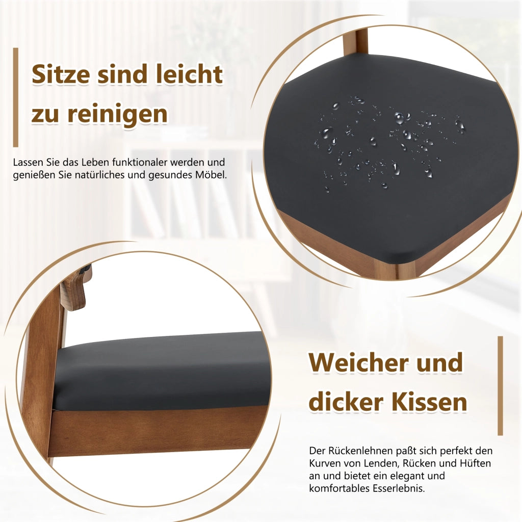 Set di 2 Sedie da pranzo con Schienale a Farfalla Ergonomico e Seduta Imbottita in Legno di gomma Nero