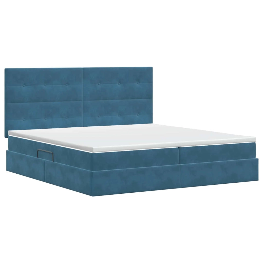 Letto con contenitore e materasso Blu Scuro 200 x 200 cm 3459715