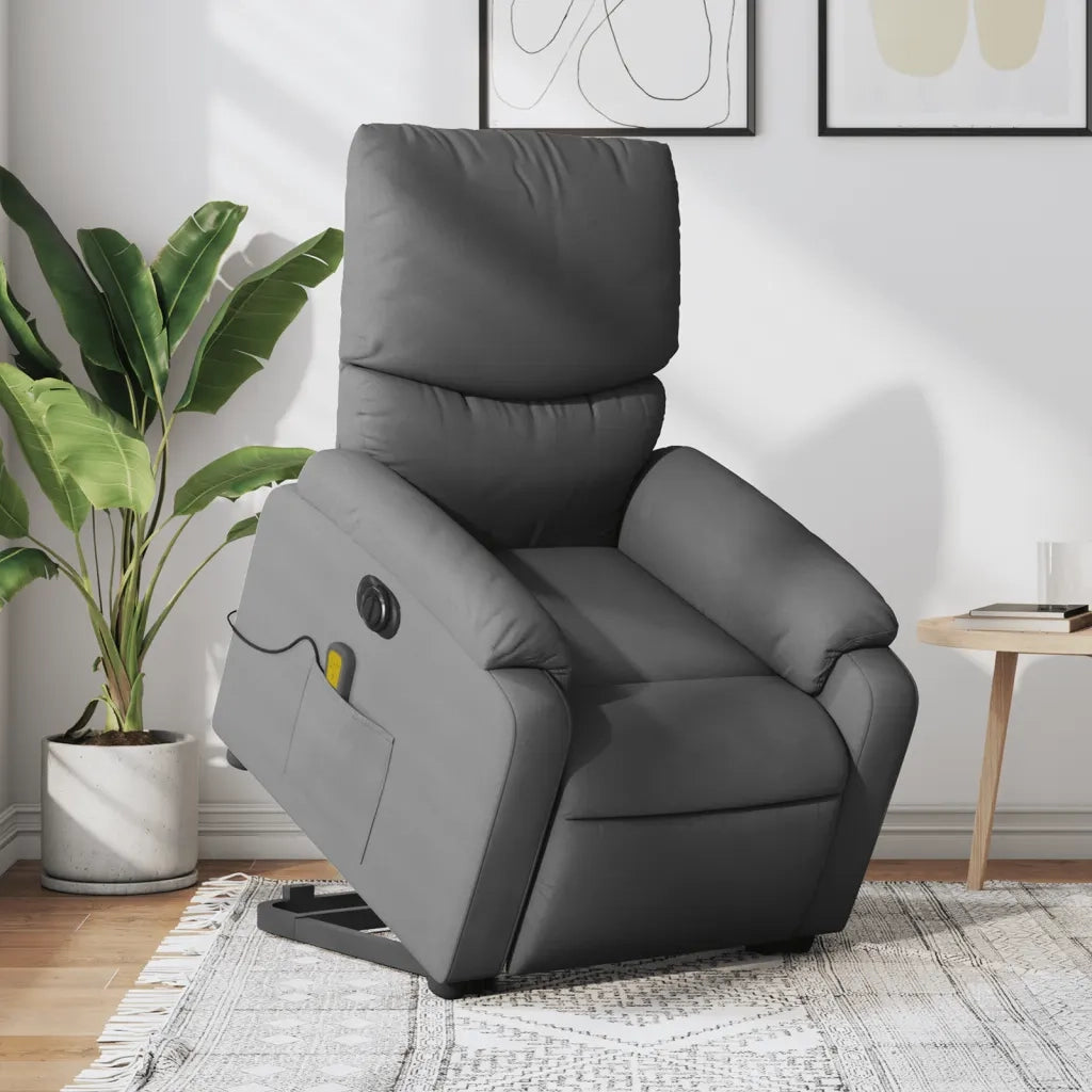Poltrona Alzapersona Massaggi Elettrica Grigio Scuro Tessuto 3204861