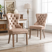 Sedie da Pranzo Imbottite in Velluto ¨C MINIMAL ¨C Set 2 Pezzi, Gambe in Legno Massello, Marrone
