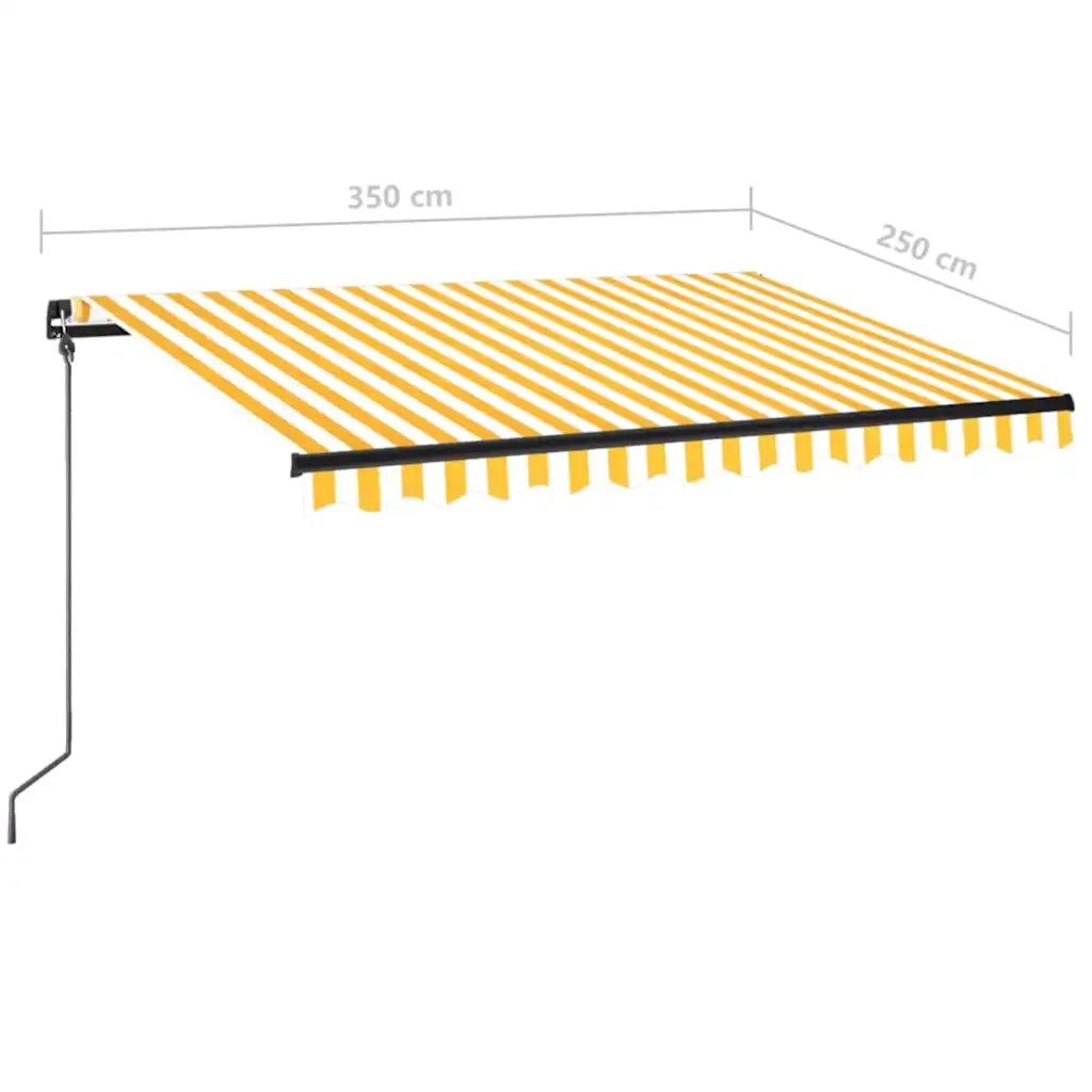 Tenda da Sole Retrattile Manuale LED-Tenda parasole per Patio 350x250 cm Gialla e Bianca 431611