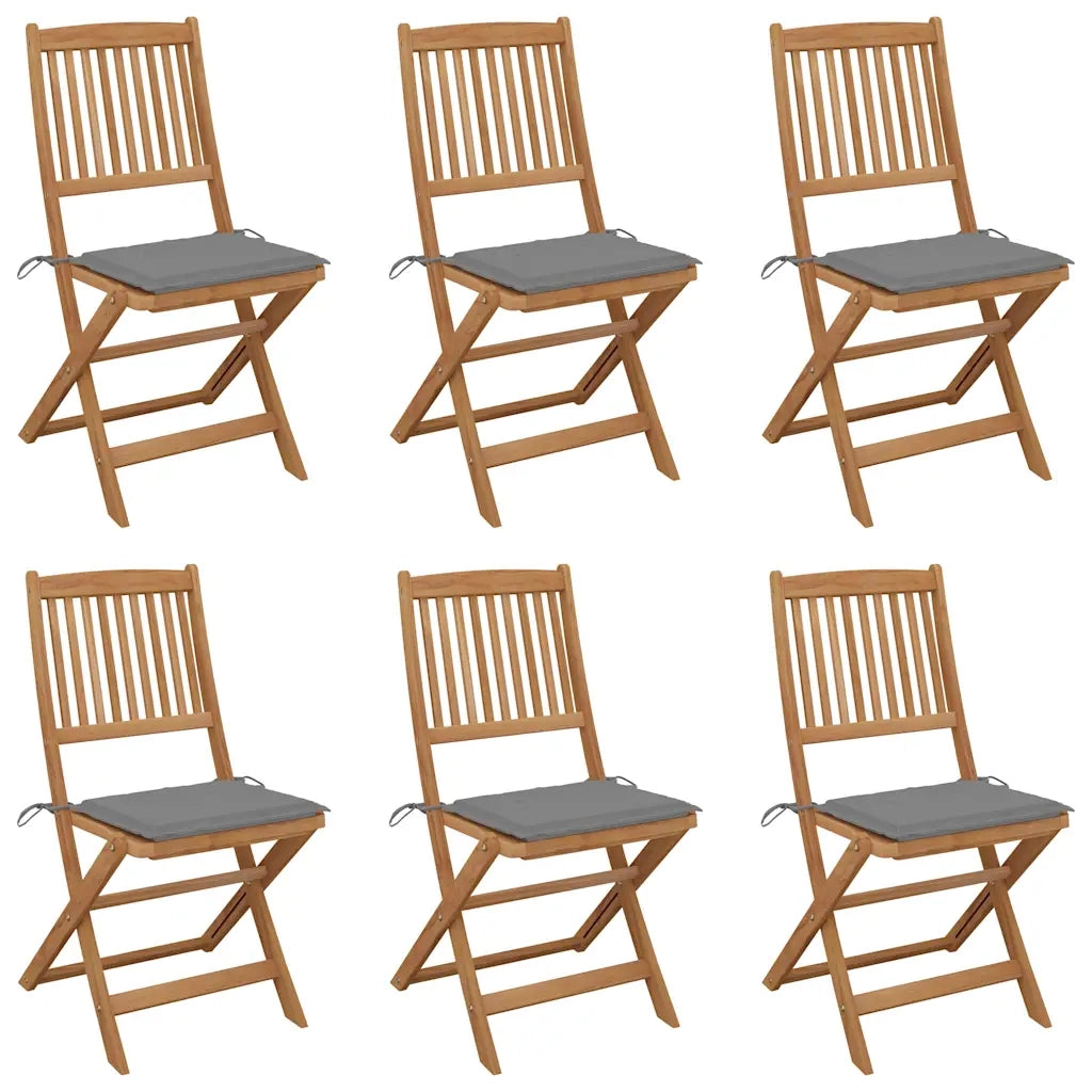 Sedie da Giardino Pieghevoli 6 pz con Cuscini Massello Acacia cod mxl 7767