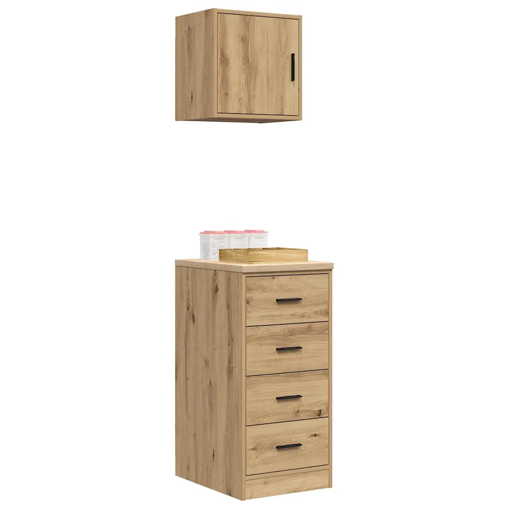 Armadi da Garage 2 pz Rovere Artigianale in Legno Multistrato 3328331