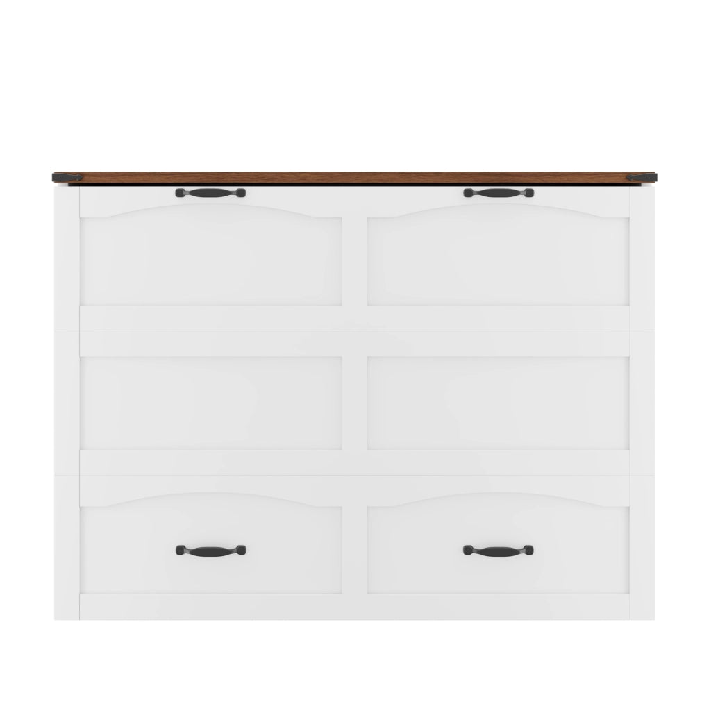 Letto a scomparsa 140x200 cm estraibile in legno e metallo bianco