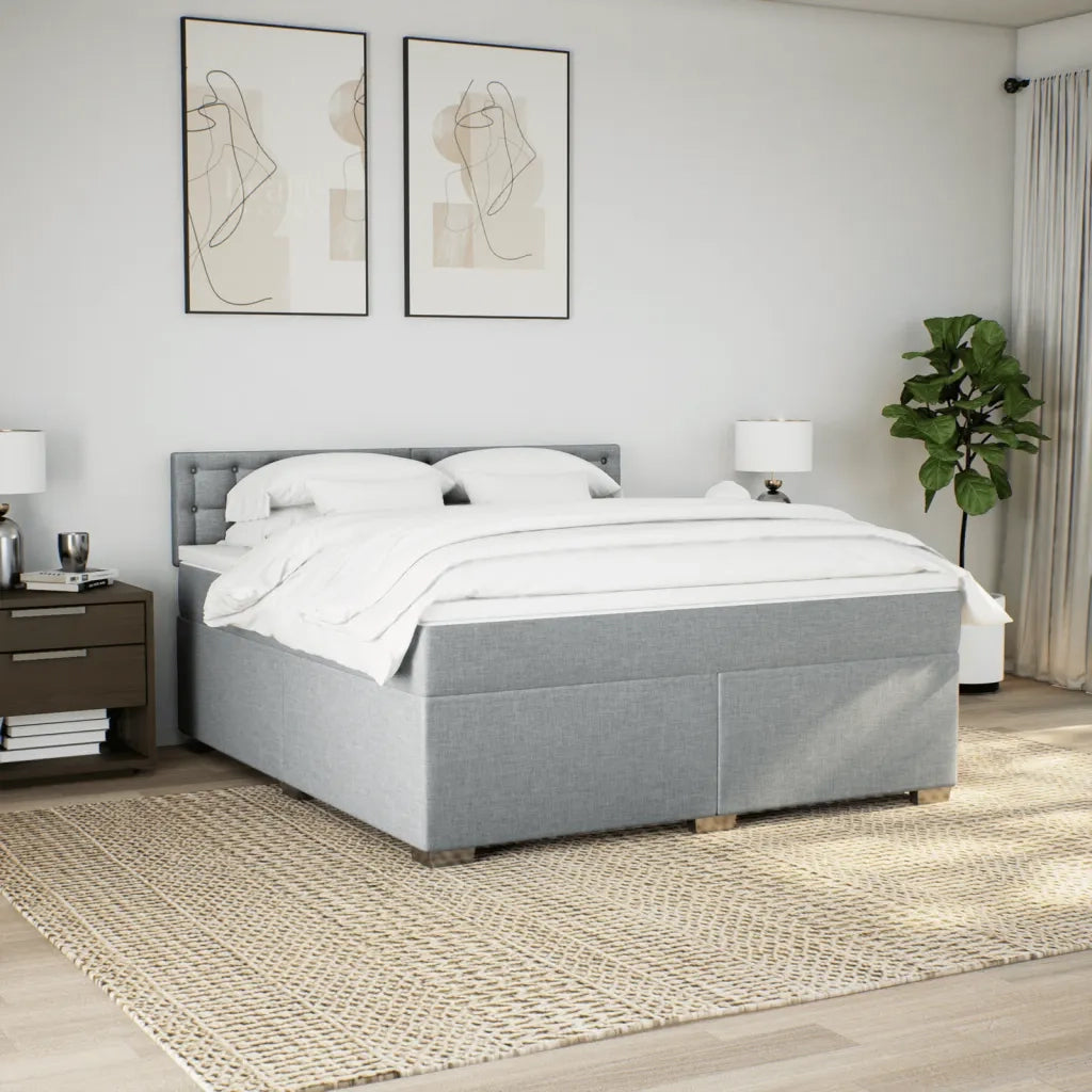 Giroletto a Molle con Materasso Grigio Chiaro180x200 cm Tessuto